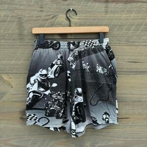 Vintage 80s/90s Motorcycle Racing All Over Print Cotton Shorts